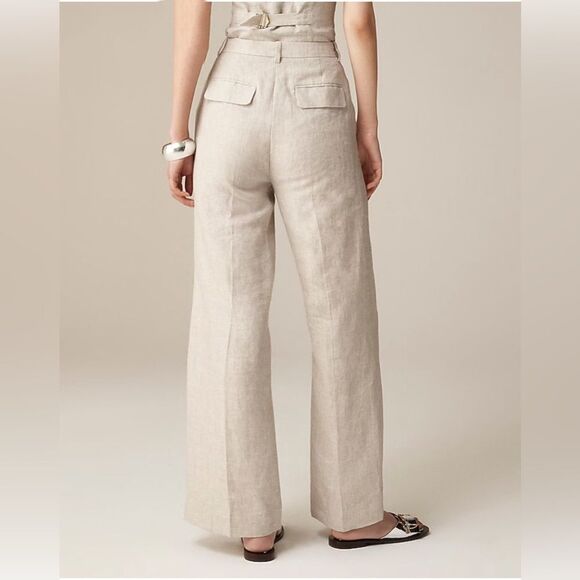 NWT J CREW Wide-leg Essential pant in linen in Natural - Picture 8 of 13